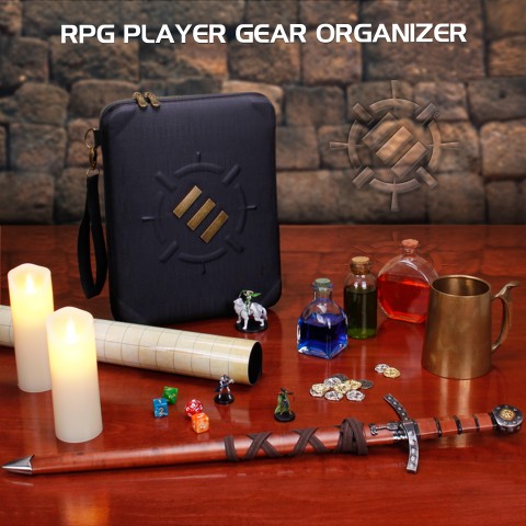 ENHANCE Tabletop RPG Organizer Case - DnD Organizer with Character Sheet Holder - Black