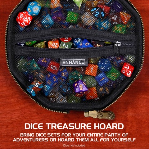 ENHANCE Tabletop Gaming Dice Case and Rolling Tray - Storage for up to 150 Dice - Black