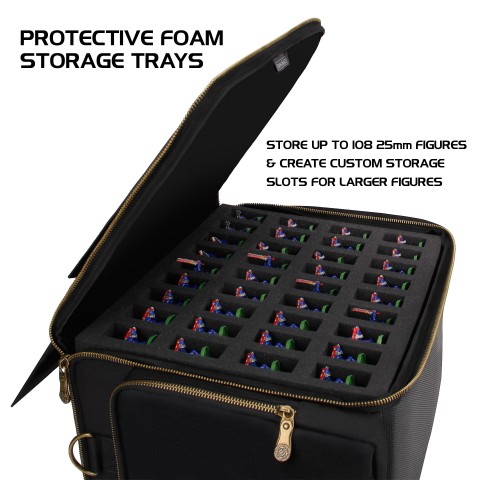 ENHANCE Portable Miniature Figure Storage Case with Accessory Storage - Black