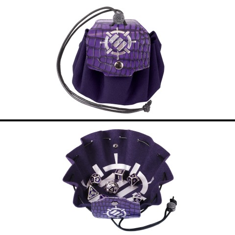 ENHANCE DnD 7pc Metal Dice with 2-in-1 Dice Bag/Tray (Collector Edition Purple) - Dragon Purple