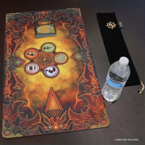 ENHANCE TCG Playmat - Stitched Edges and Drawstring Travel Pouch - Flames - Flames