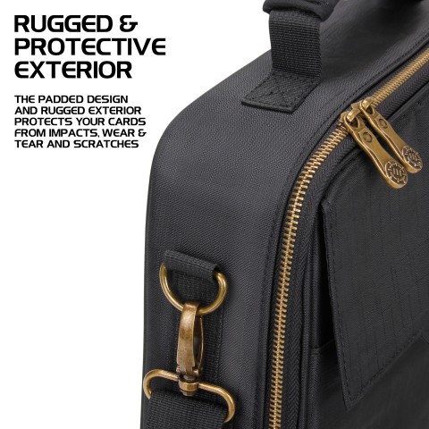 USA Gear XL Magic The Gathering MtG Deck Box Bag Travel Case - Large MtG Card Storage Bag with Padded Shoulder Strap, Customizable Interior, Weather